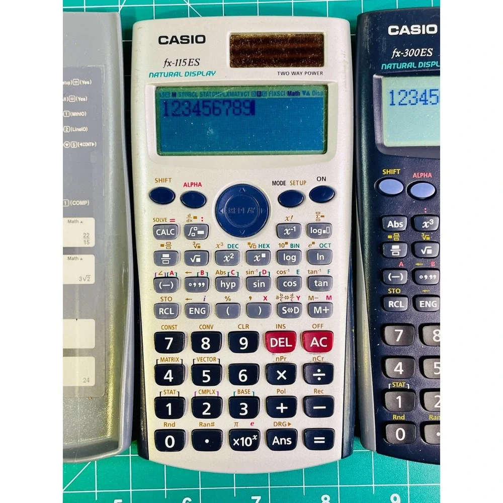 Casio FX-300ES & 115ES Lot of 2 Natural Display Scientific Math Solar Calculator